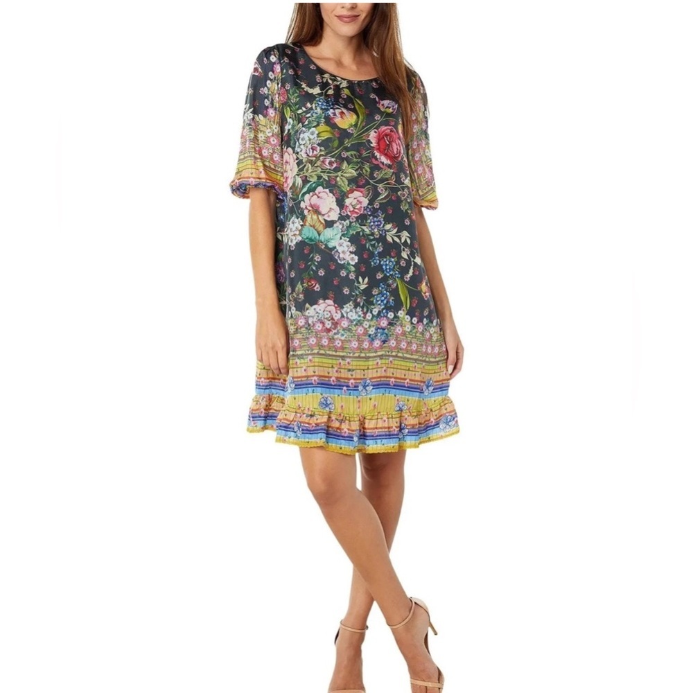 NWT Johnny Was Naomi Wren Printed Silk Dress Boho Chic Floral Romantic - Picture 4 of 8